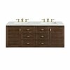 James Martin Vanities Amberly 60in Double Vanity, Mid-Century Walnut w/ 3 CM Ethereal Noctis Top 670-V60D-WLT-3ENC